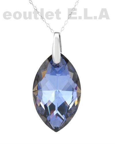 45x22mm BLUE VIOLET SWAROVSKI SILVER NECKLACE